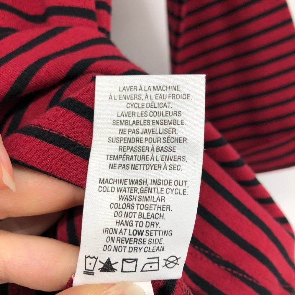 NWT- Reitman's Red & Black Striped 3/4 Sleeve T  shirt XS - Picture 8 of 16